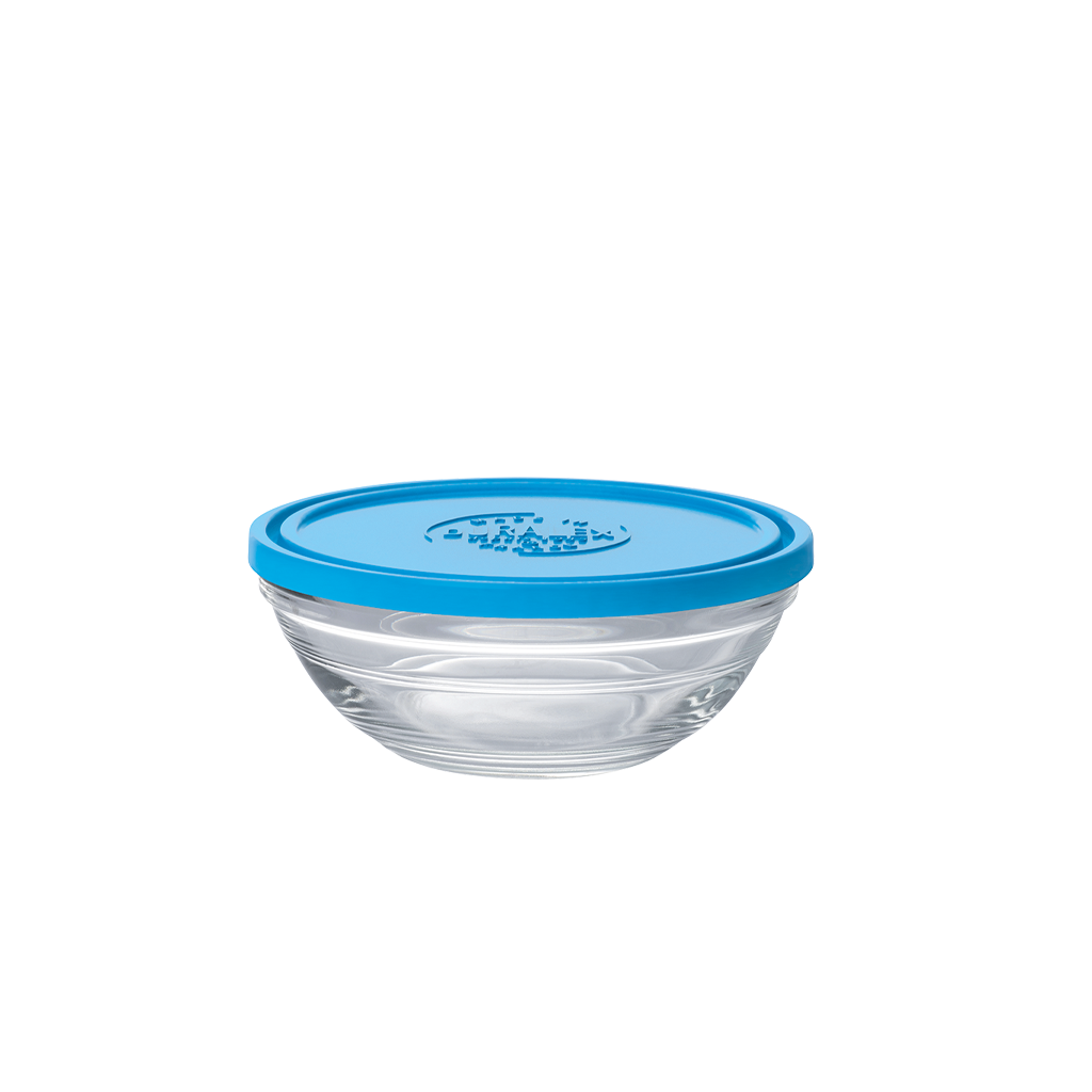Freshbox - 3 Boîtes de conservation rondes avec couvercle bleu 50cl