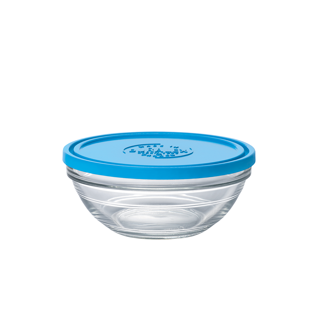 Freshbox - 3 Boîtes de conservation rondes avec couvercle bleu 97cl