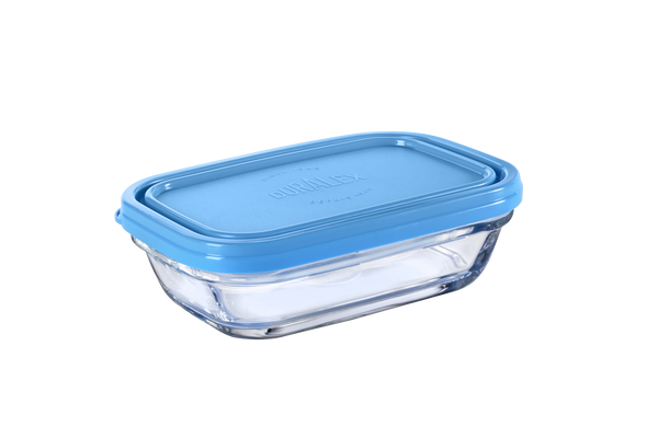 Freshbox - Boite de conservation transparente rectangulaire avec couvercle bleu