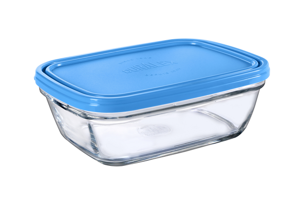 Freshbox - Boite de conservation transparente rectangulaire avec couvercle bleu