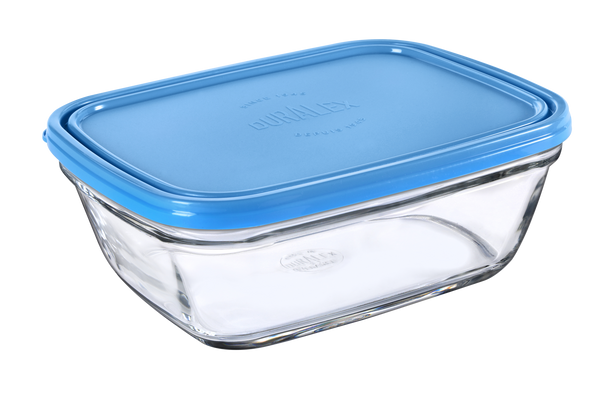 Freshbox - Boite de conservation transparente rectangulaire avec couvercle bleu